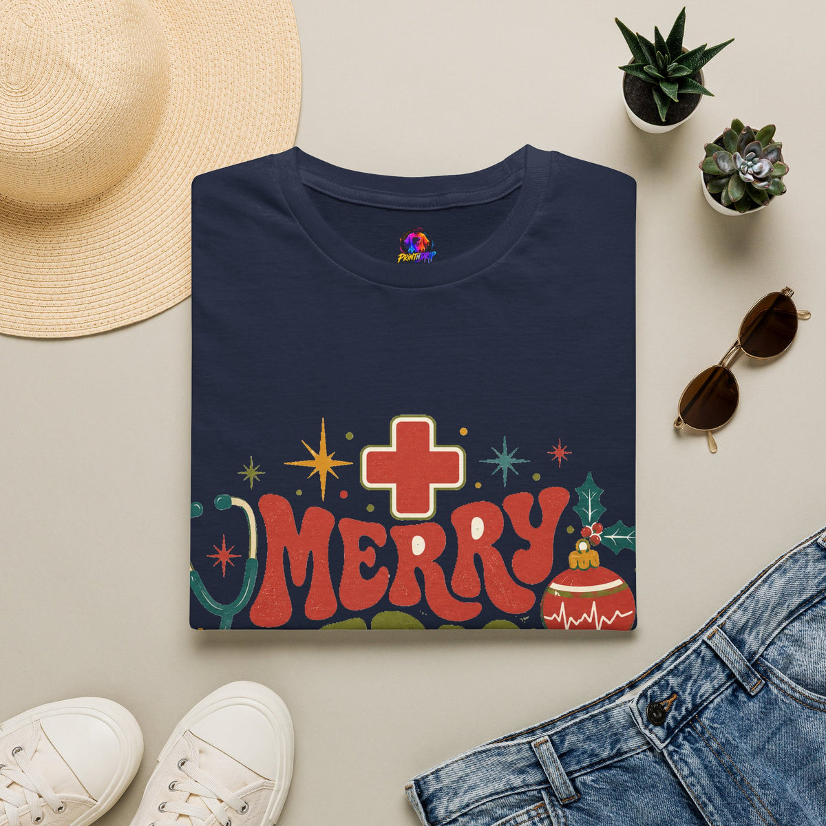 Merry Medical Mood T-Shirt — Christmas Nurse & Healthcare Holiday Tee