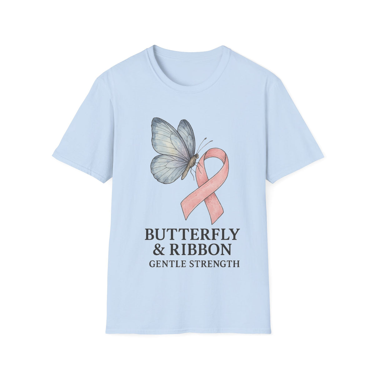 Butterfly and Ribbon Gentle Strength Graphic Tee, Pink Ribbon Breast Cancer T-Shirt - Trending Now - September 2026
