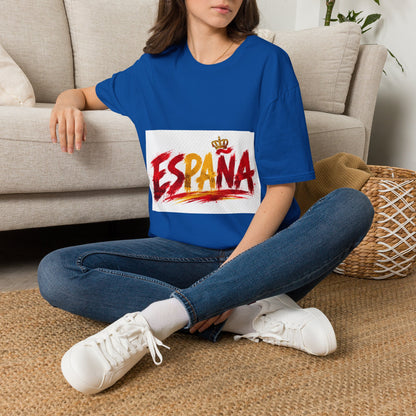 Spain  Graphic T-Shirt — Spanish Flag Brushstroke Design with Crown