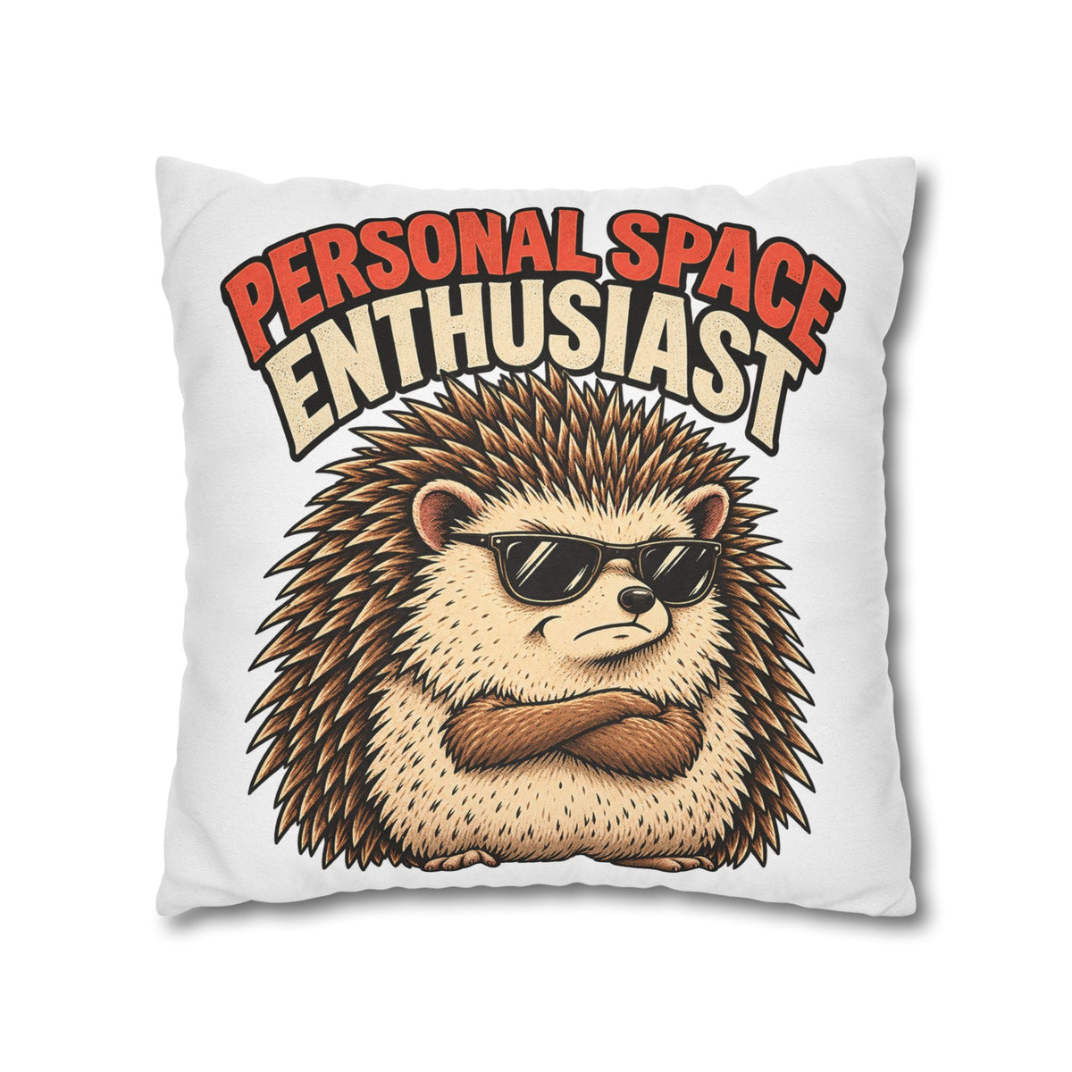 Personal Space Enthusiast Hedgehog Pillowcase — Funny Decorative Throw Pillow Cover