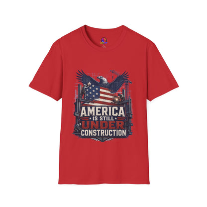 T-Shirt — 'America Is Still Under Construction' Patriotic Eagle Graphic