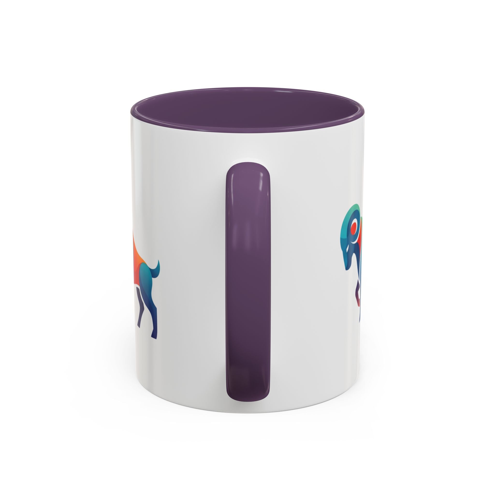 Colorful Ram Accent Coffee Mug — Geometric Zodiac Aries Design