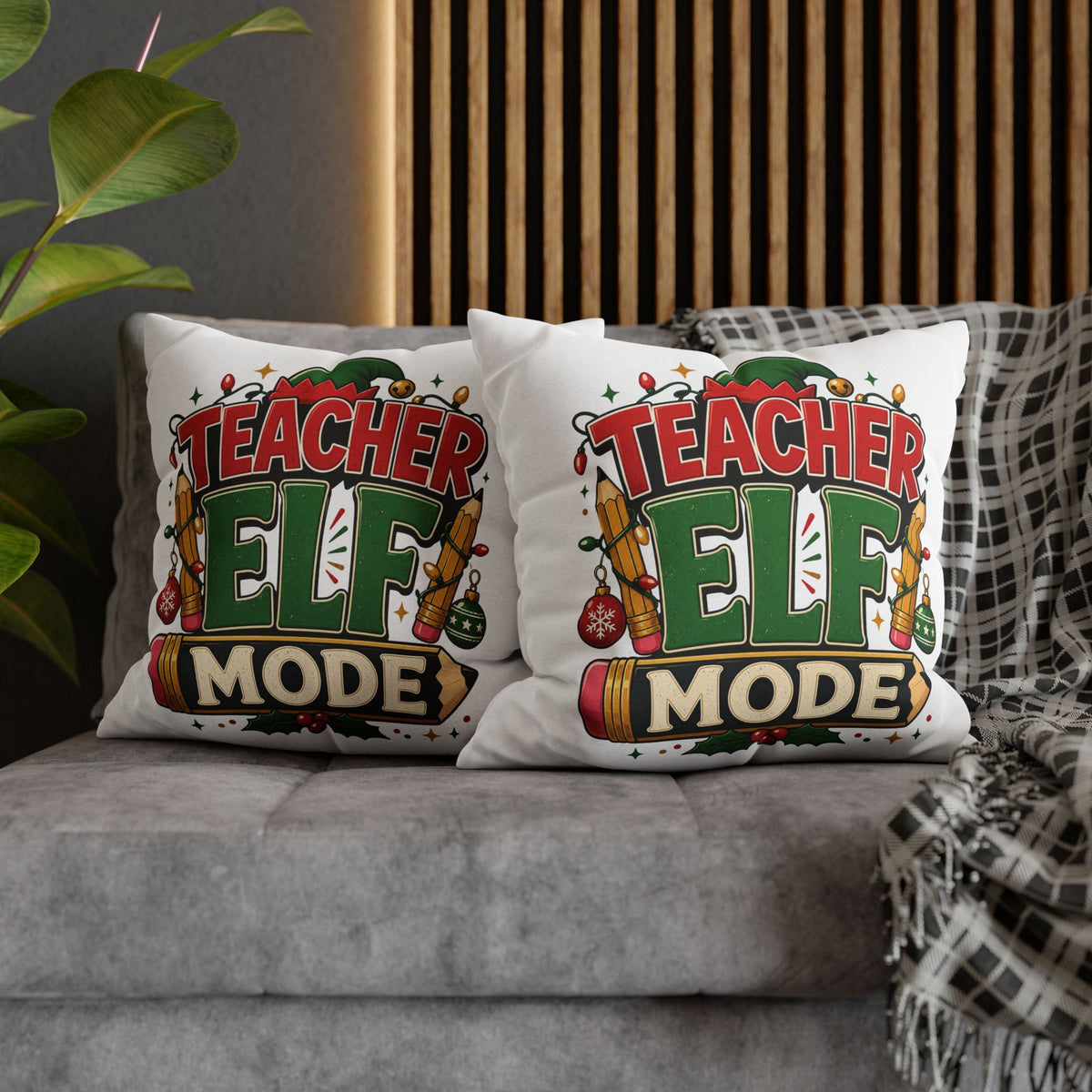 Christmas Teacher Elf Mode Pillowcase — Christmas Holiday Decorative Throw Pillowcase for Teachers