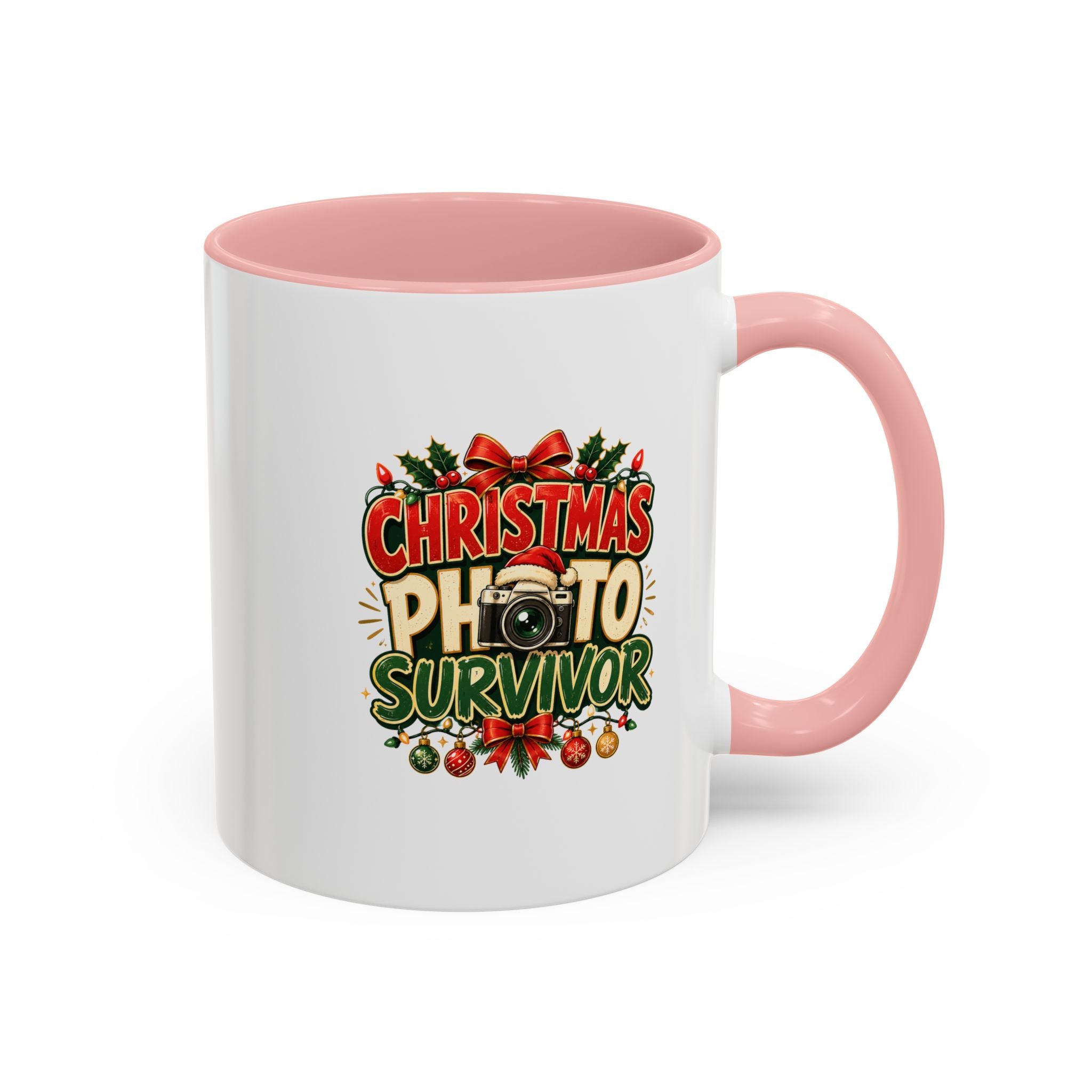 Christmas Photo Survivor Accent Coffee Mug — Holiday Photographer Gift
