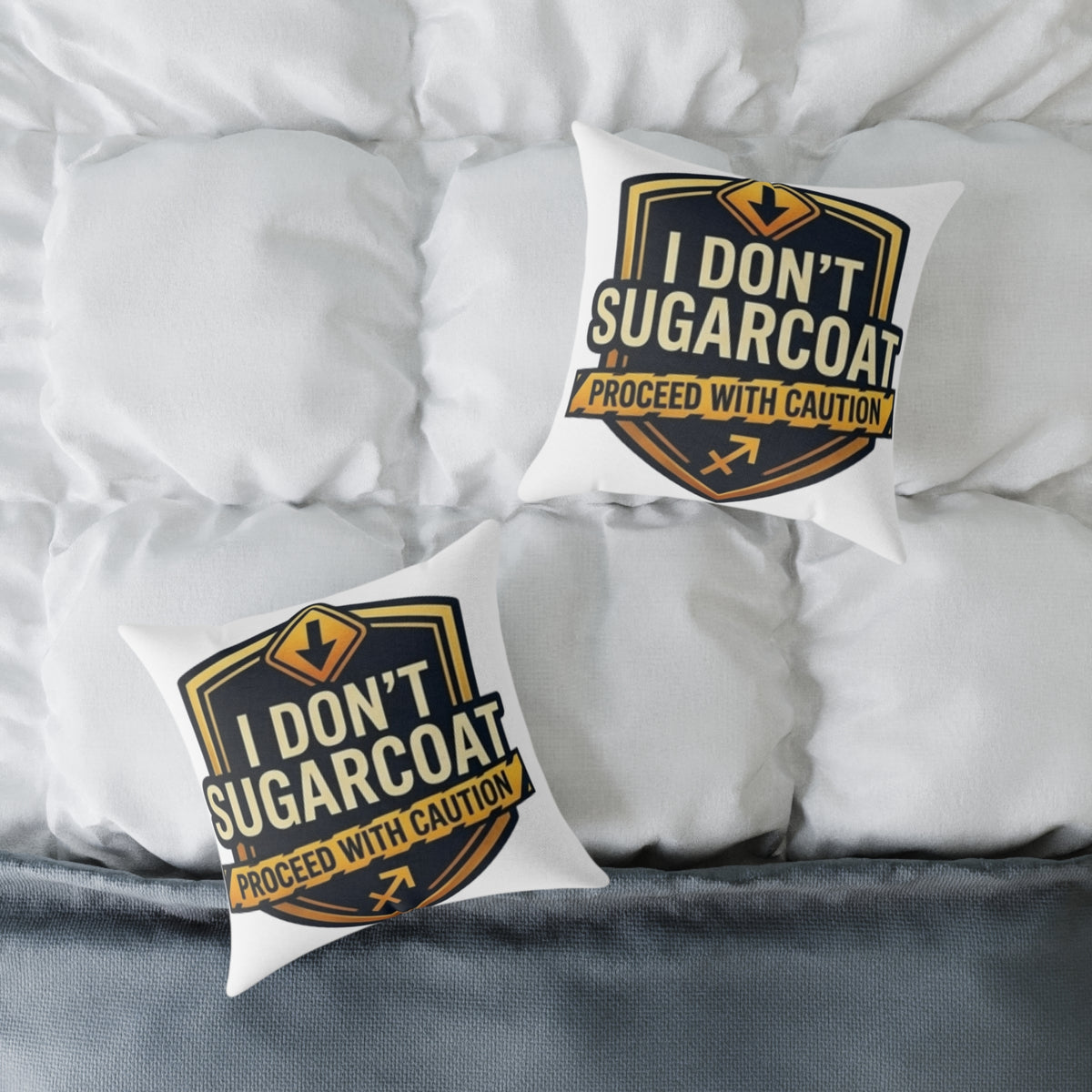 Sagittarius Zodiac I Don't Sugarcoat Process With Caution Square Poly Canvas Pillow