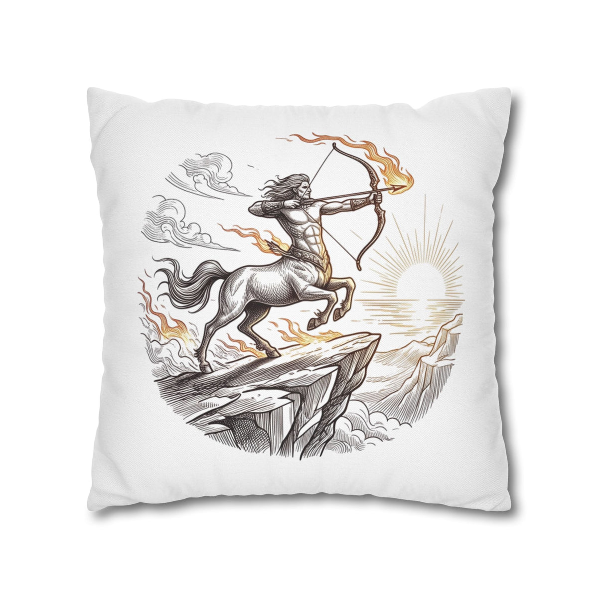 Sagittarius Centaur Archery Throw Pillow - Zodiac Mythology Decorative Pillowcase