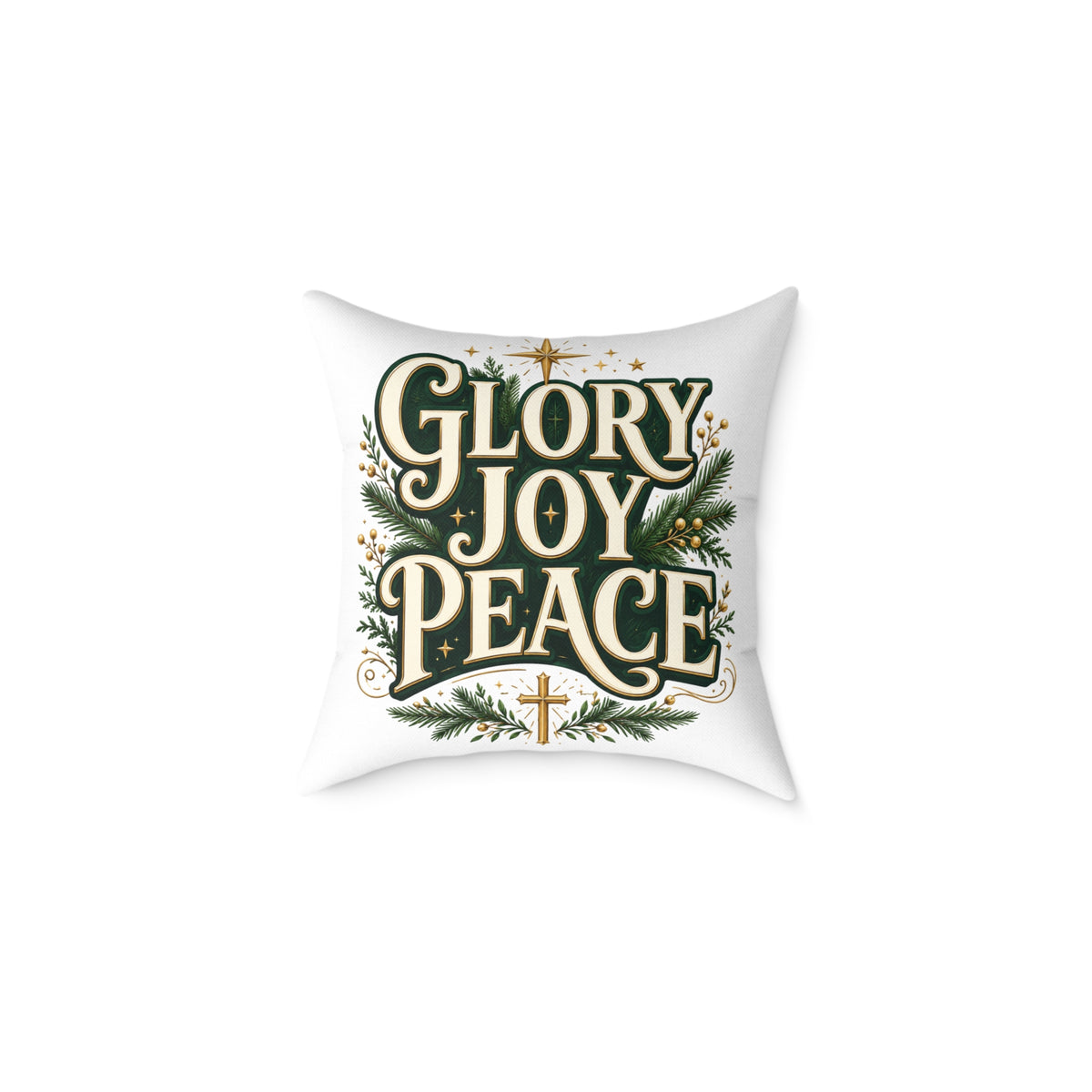 Glory Joy Peace Christmas Pillow – Festive Faith Holiday Throw Pillow