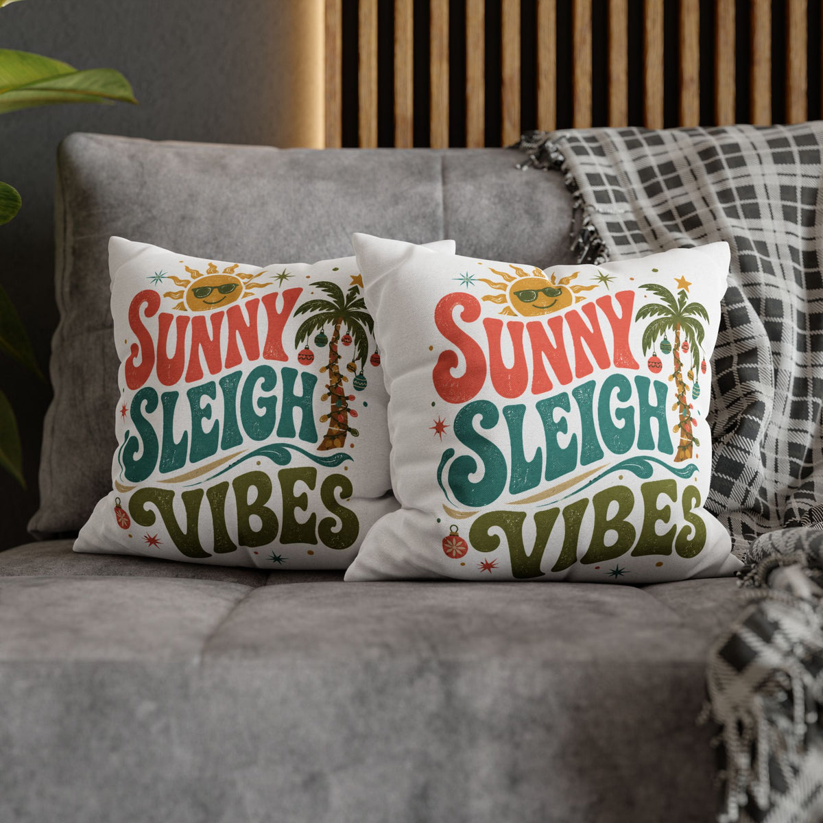 Sunny Sleigh Vibes Decorative Pillowcase Modern Day Christmas