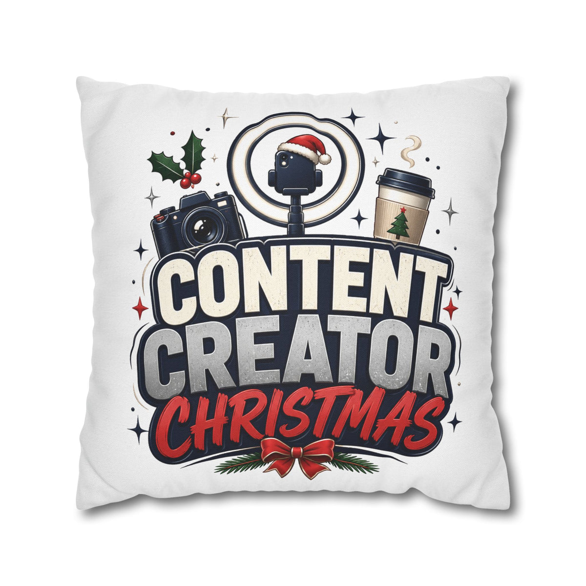 Content Creator Christmas Pillowcase Modern Day Christmas  — Holiday Social Media Creator Gift
