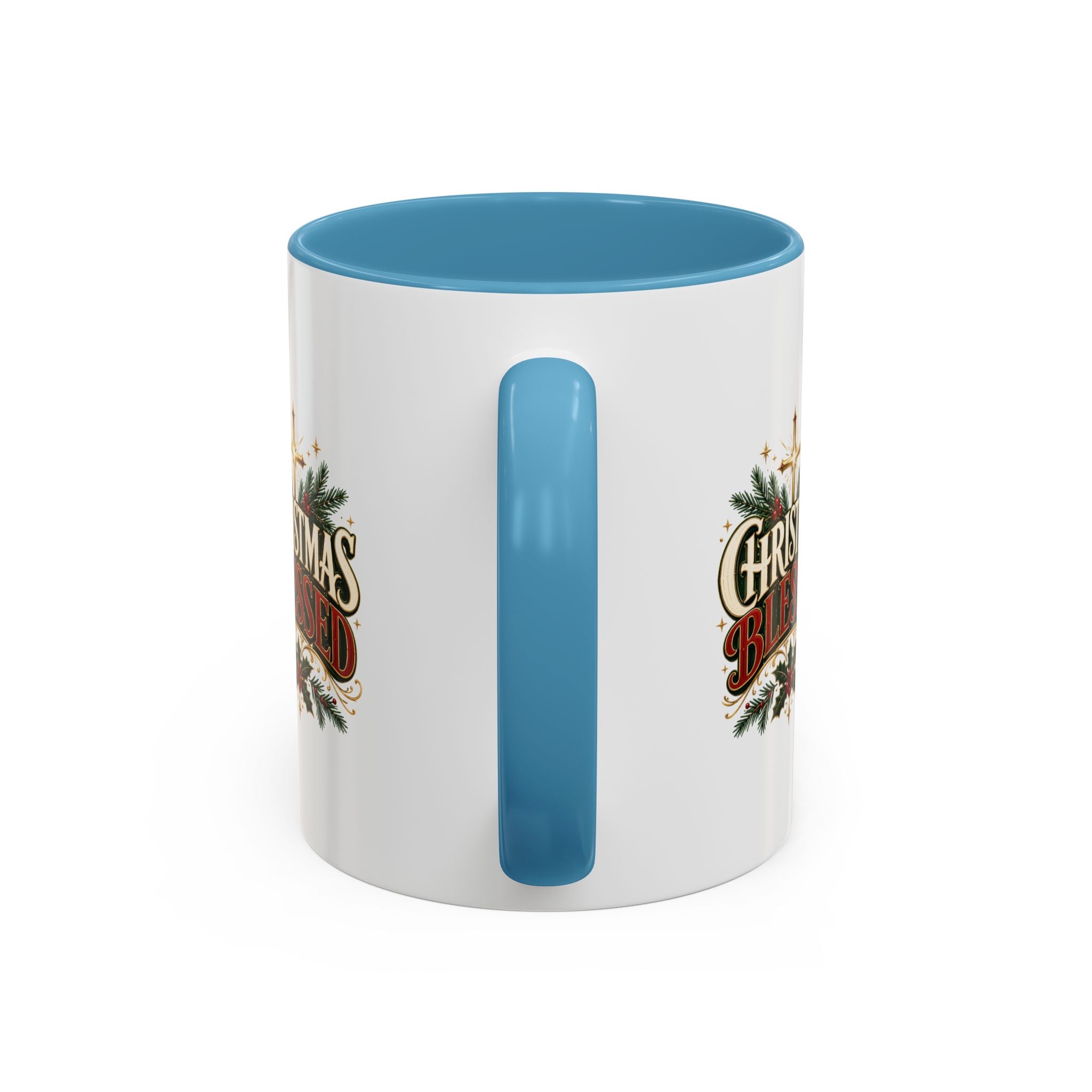 Christmas Blessed Accent Coffee Mug – Holiday Pine & Holly