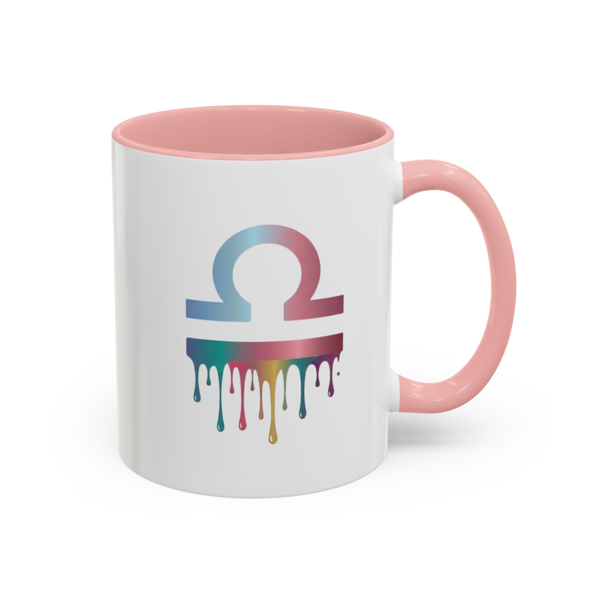 Libra Drip Accent Coffee Mug — Zodiac Symbol Rainbow Design
