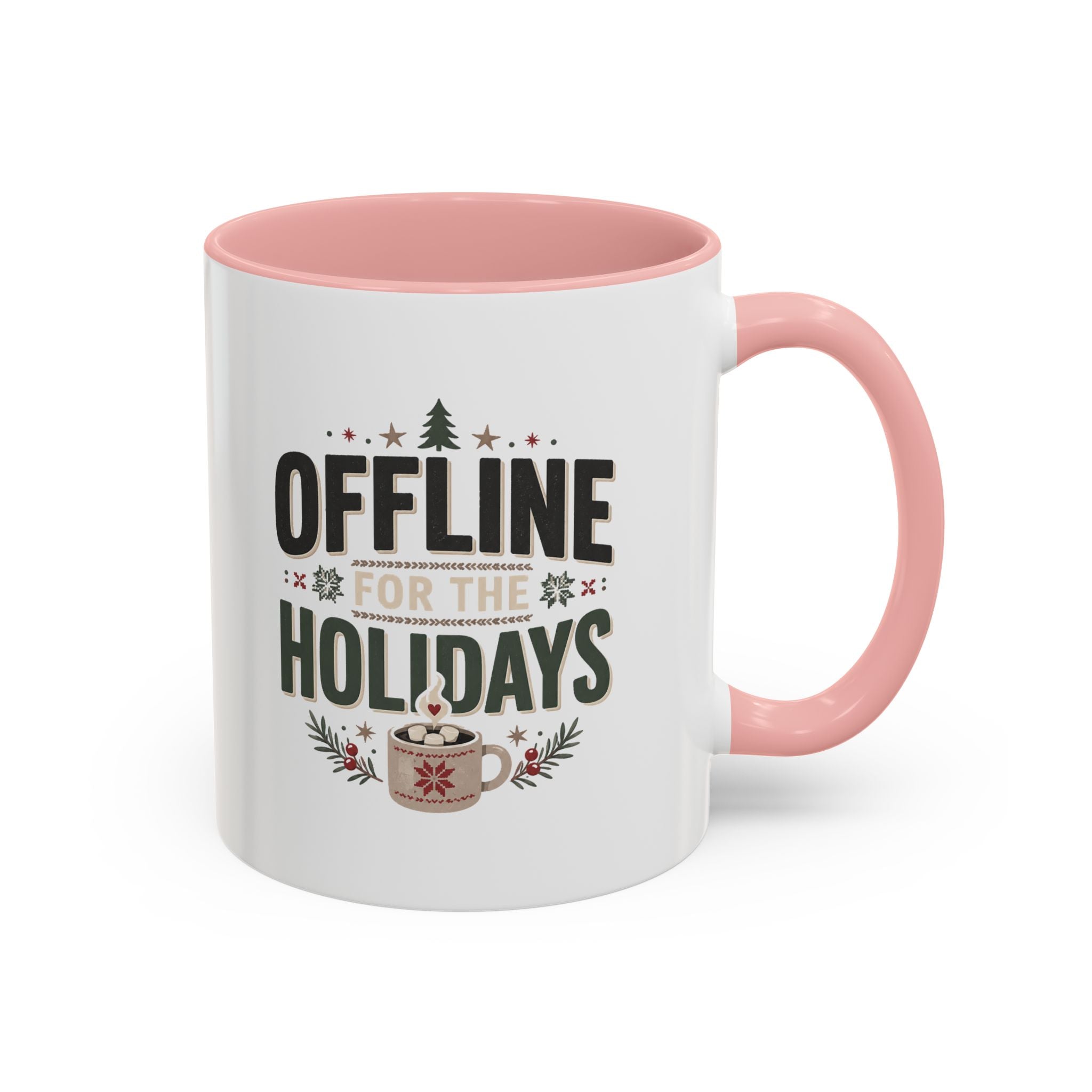 Christmas Holiday Coffee Mug — “Offline for the Holidays” Accent Ceramic Mug