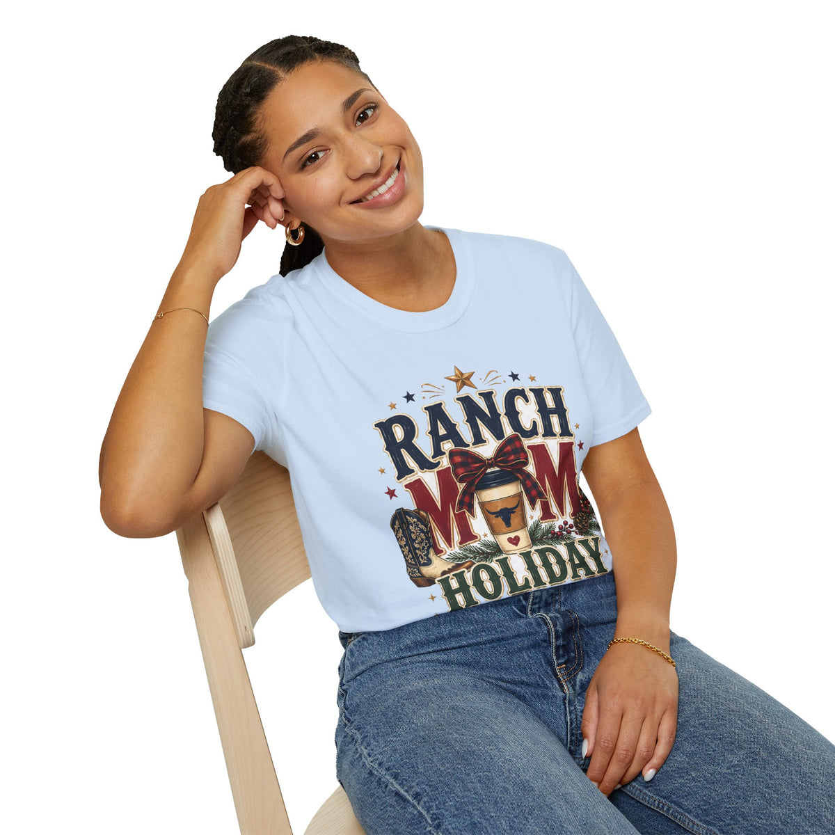 Ranch Mom Holiday Hustle T-Shirt — Festive Western Mom Tee