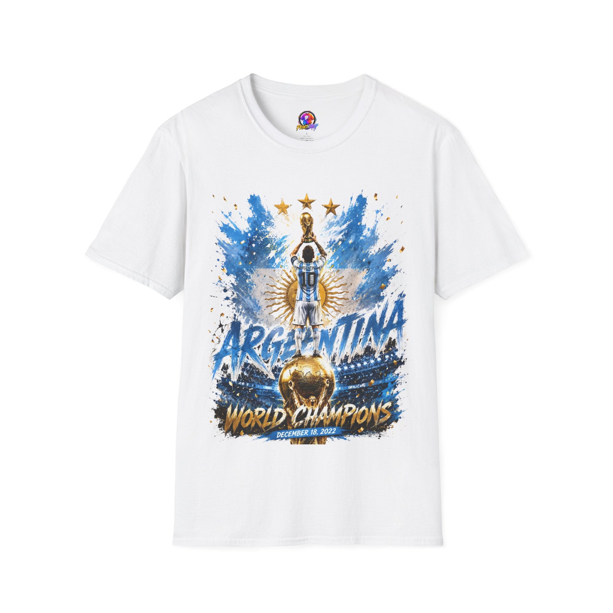 Argentina World Champions T‑Shirt — Soccer World Cup 3 Stars Tribute