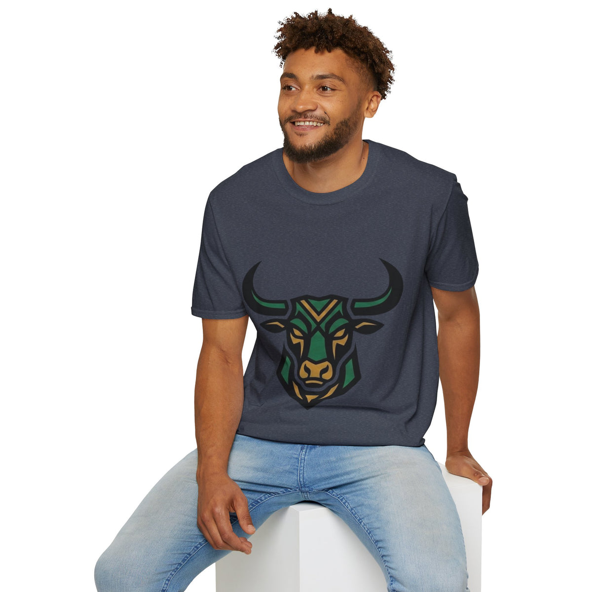 Taurus Bull Head T-Shirt — Geometric Tribal Bull Graphic Tee