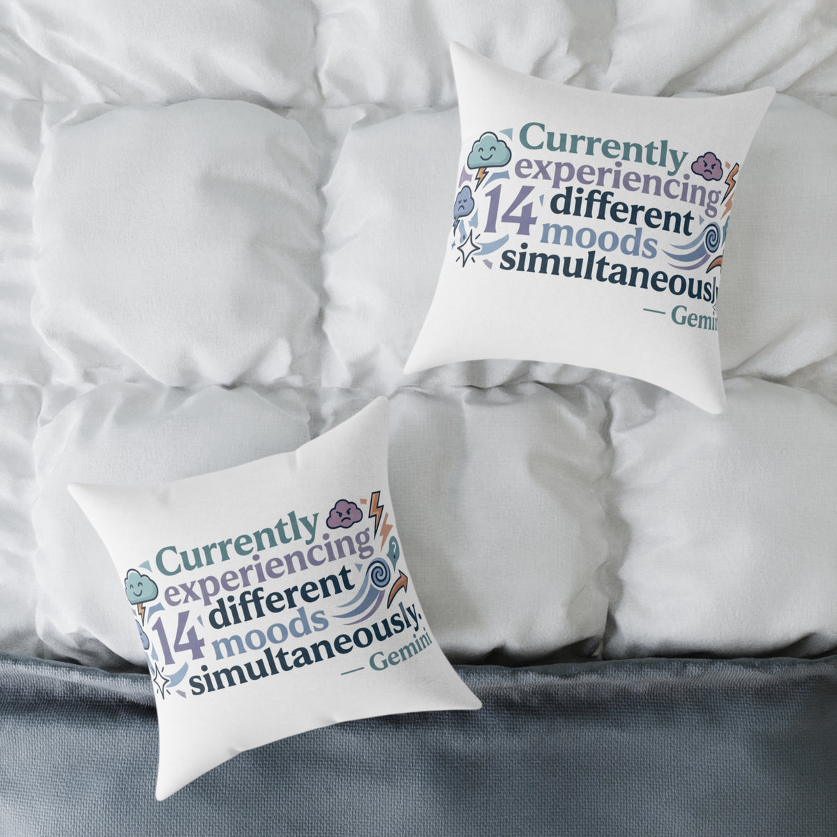 Gemini Zodiac Currently Experiencing Different Moods Simultaneously Square Poly Canvas Pillow