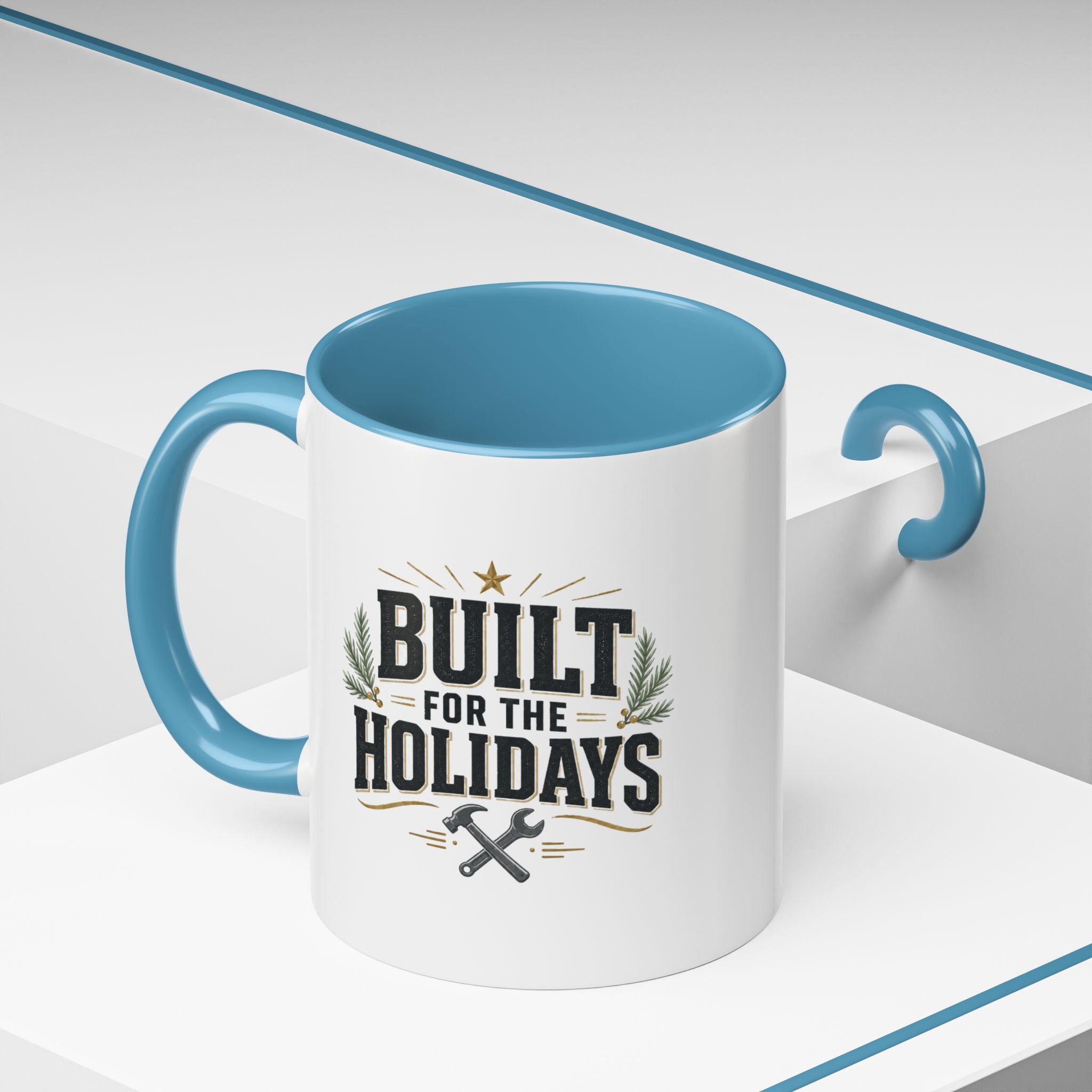 Christmas Built for the Holidays Accent Coffee Mug – Holiday Workshop Coffee Cup