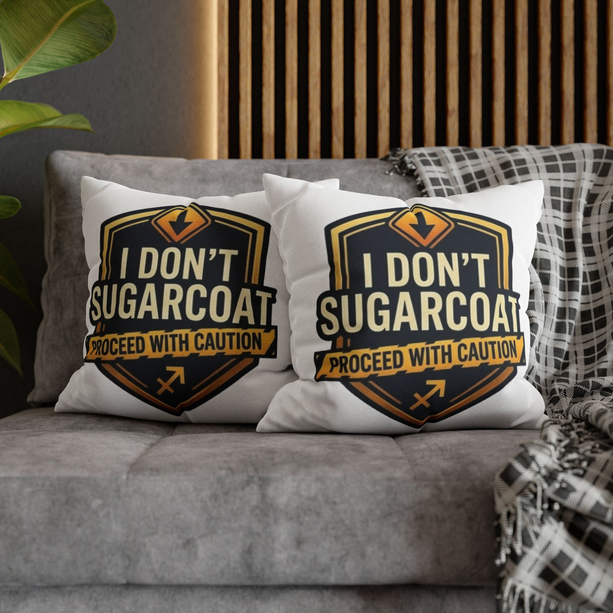 Sagittarius Throw Pillowcase — “I Don’t Sugarcoat — Proceed With Caution” Decorative Accent Pillow