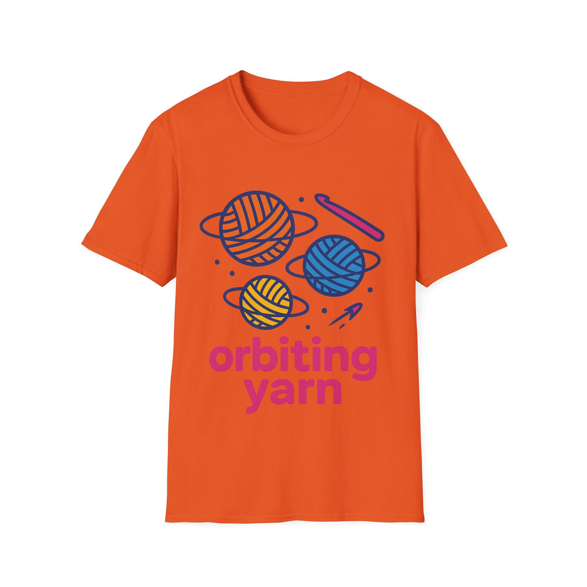 "Orbiting Yarn" Space Galaxy Crochet Graphic Tee - Funny Knitting Crafter White T-Shirt - Trending Now - September 2026