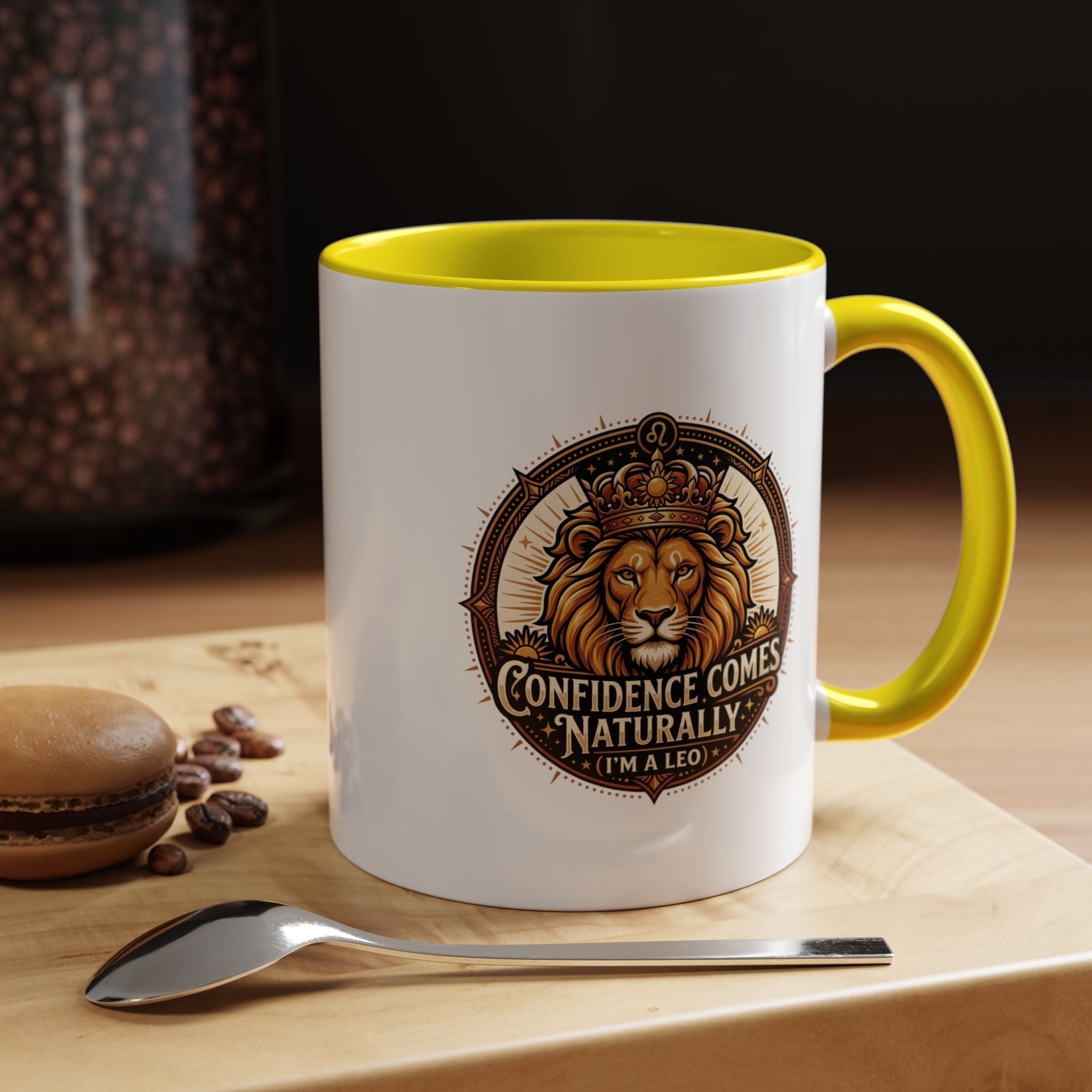 Lion Zodiac Coffee Mug - "Confidence Comes Naturally" Accent Mug (11/15oz)