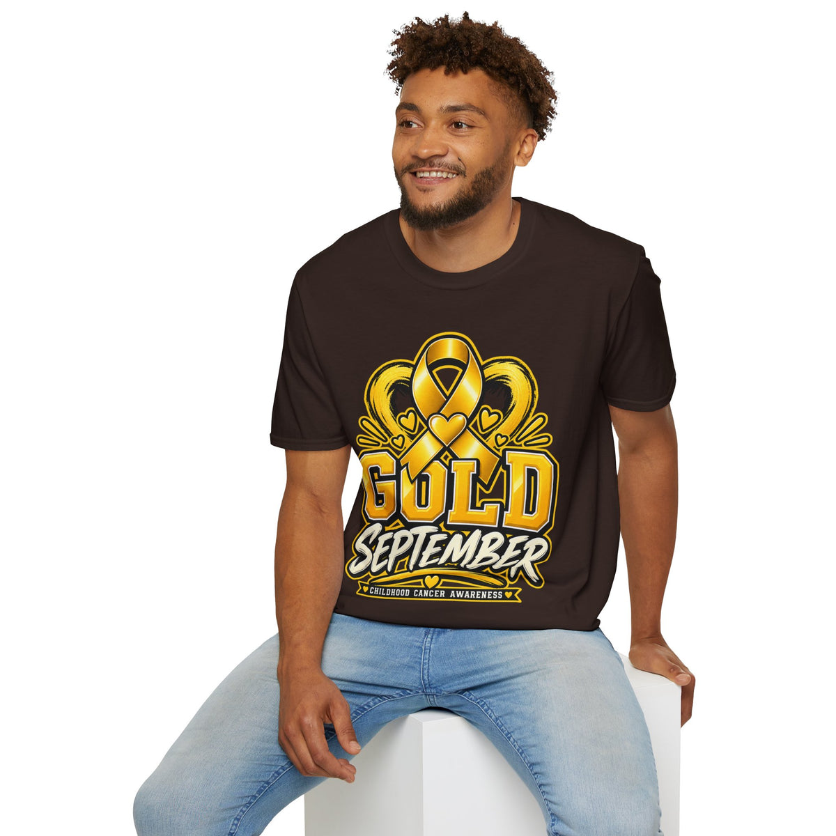 Gold September T-Shirt — Childhood Cancer Awareness Ribbon Tee