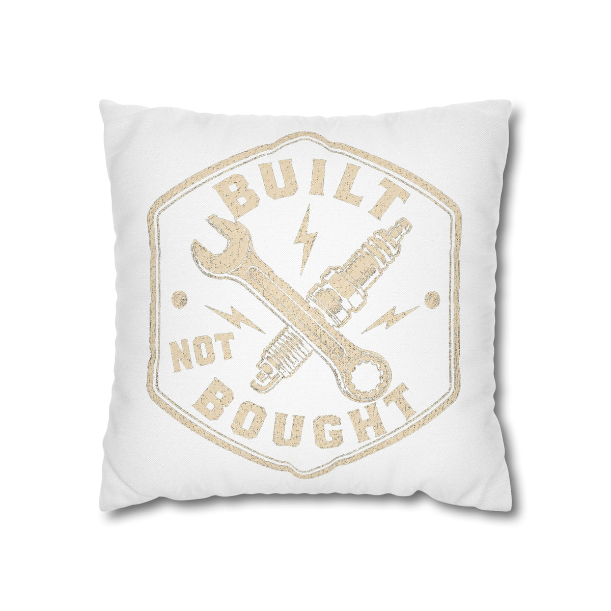 Built Not Bought Decorative Pillowcase –Milo Bailey Dog Dad Mom  Mechanic Wrench & Spark Plug Accent Cushion Cover