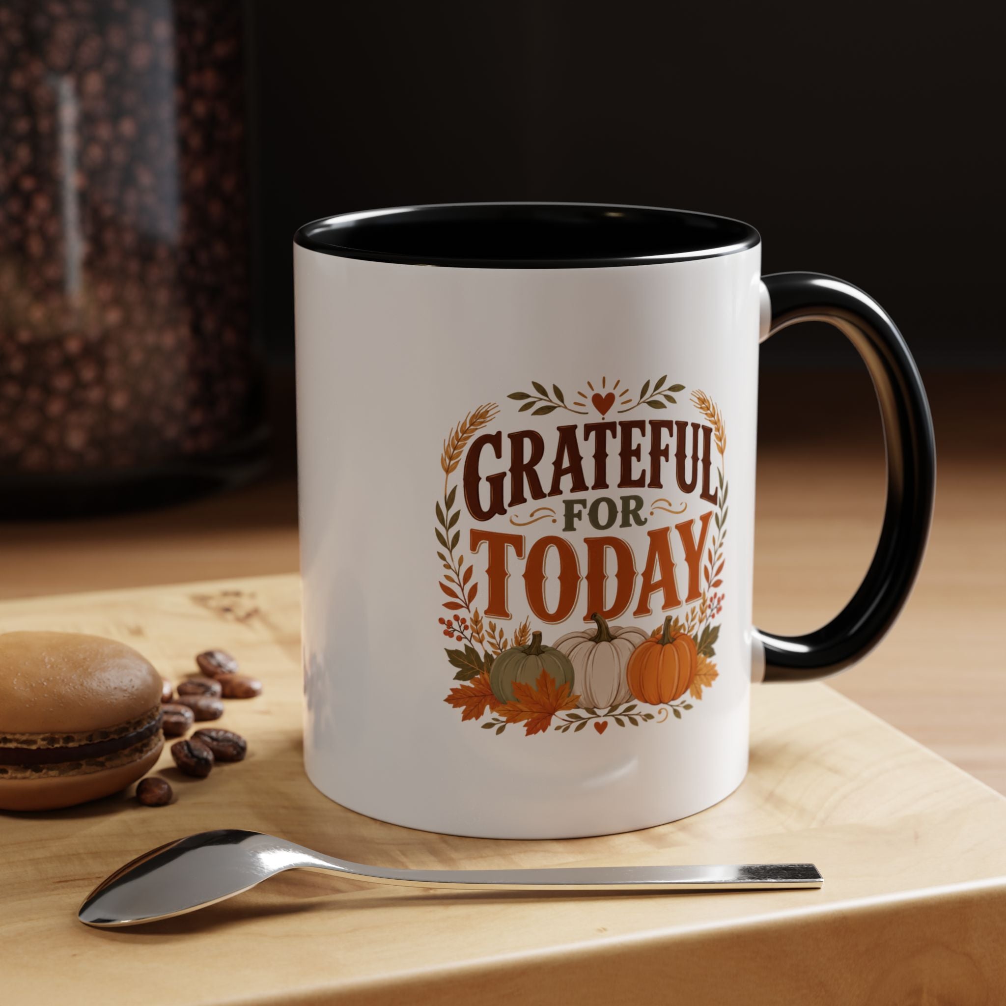 Thanksgiving Mug Grateful For Today Coffee Mug — Thanksgiving Pumpkin Fall Ceramic Accent Mug