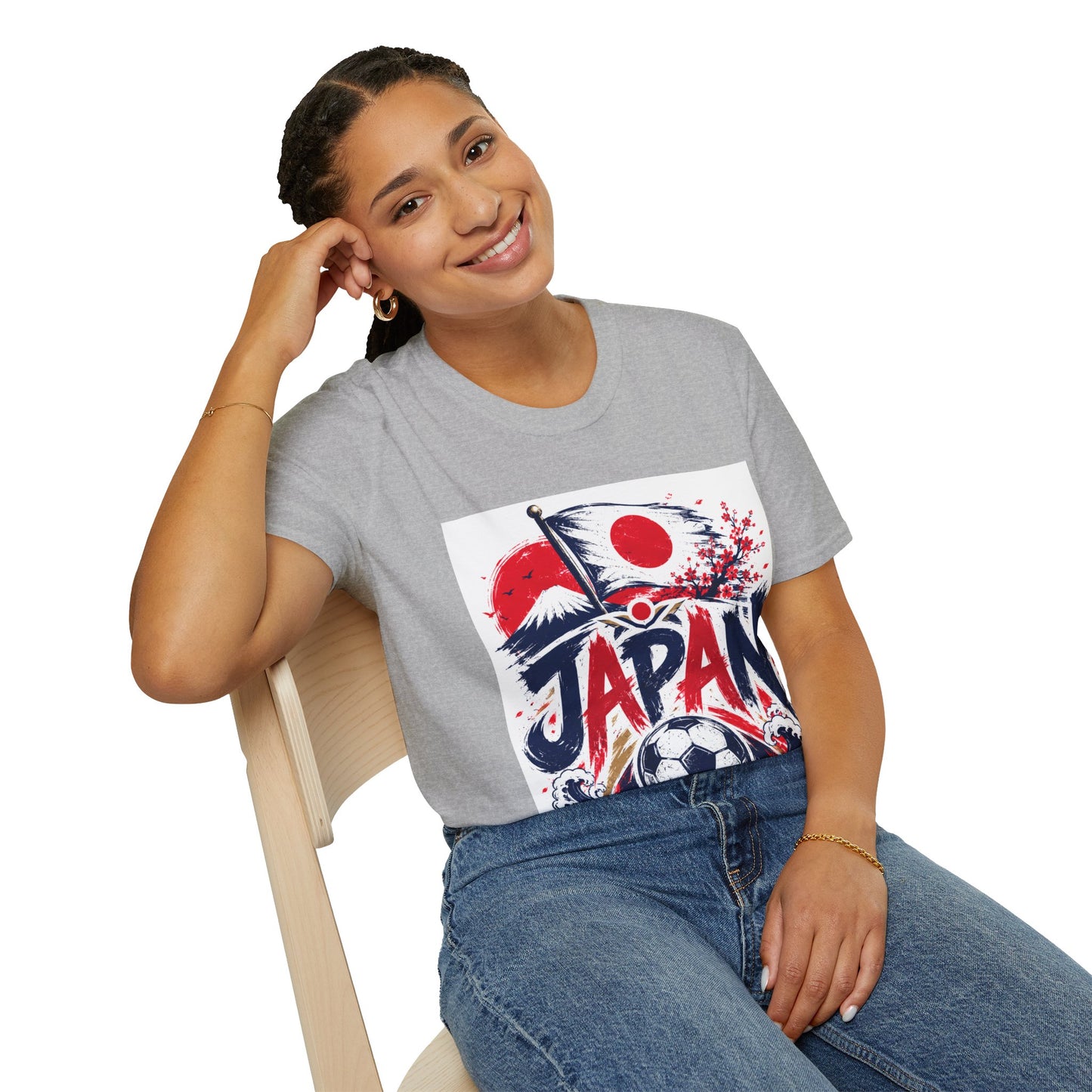 Japan Soccer T-Shirt — Japanese Flag & Cherry Blossom Football Graphic