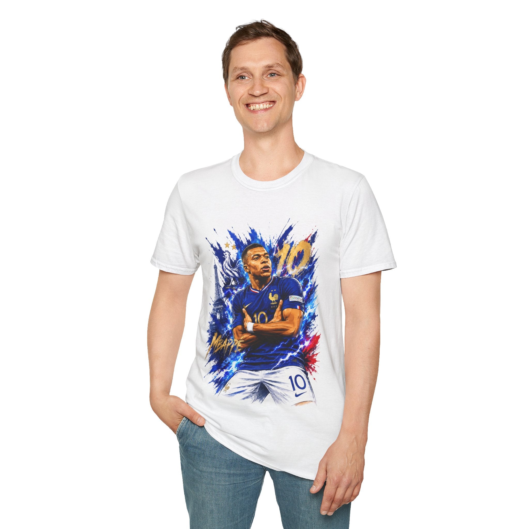 France Mbappé Soccer T-Shirt — #10 Blue Action Portrait Tee