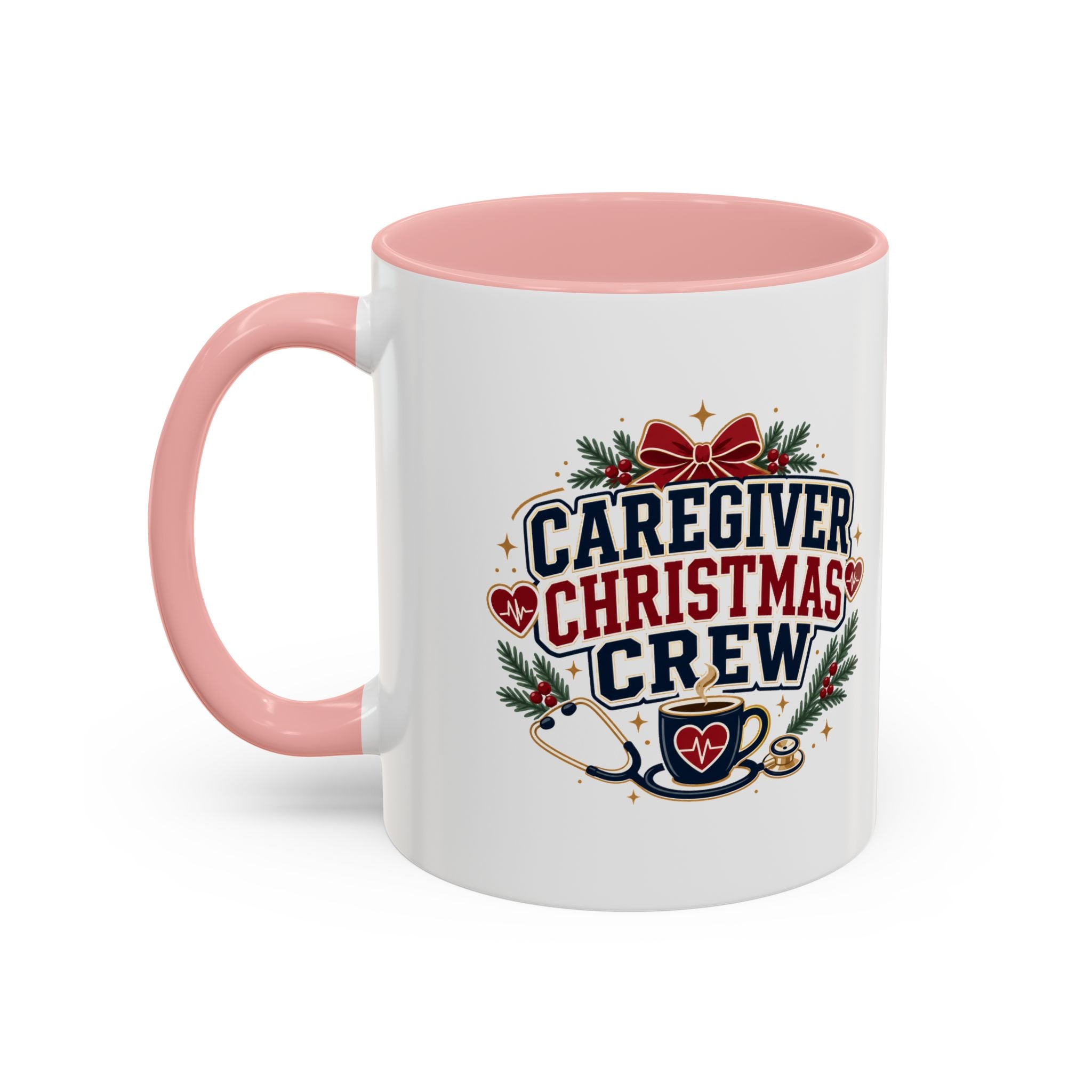 Modern Day Christmas Caregiver Christmas Crew Accent Coffee Mug – Holiday Nurse & Caregiver Gift (11/15oz)
