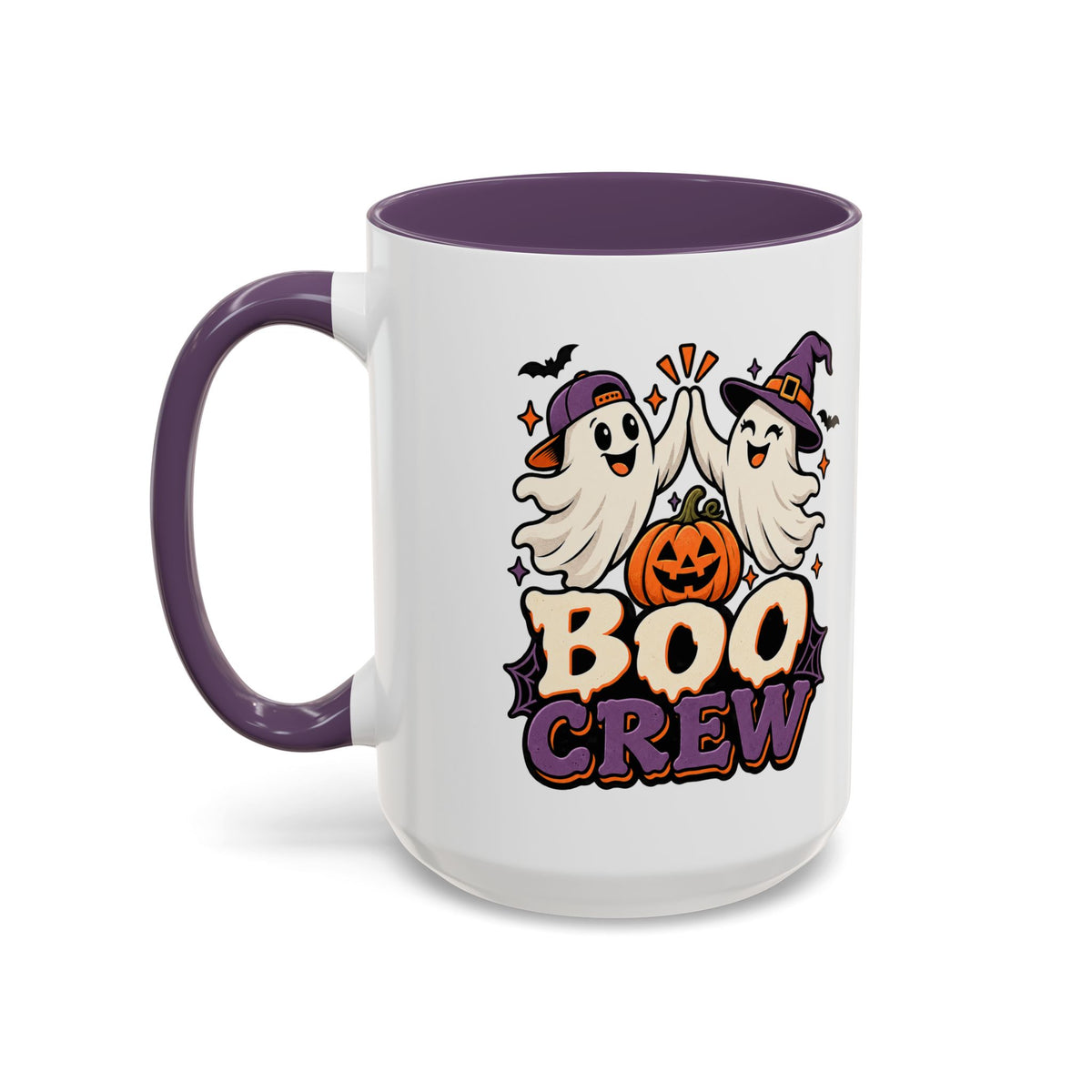 Boo Crew Halloween Accent Coffee Mug — Cute Ghosts & Jack-O'-Lantern Design (11/15 oz)