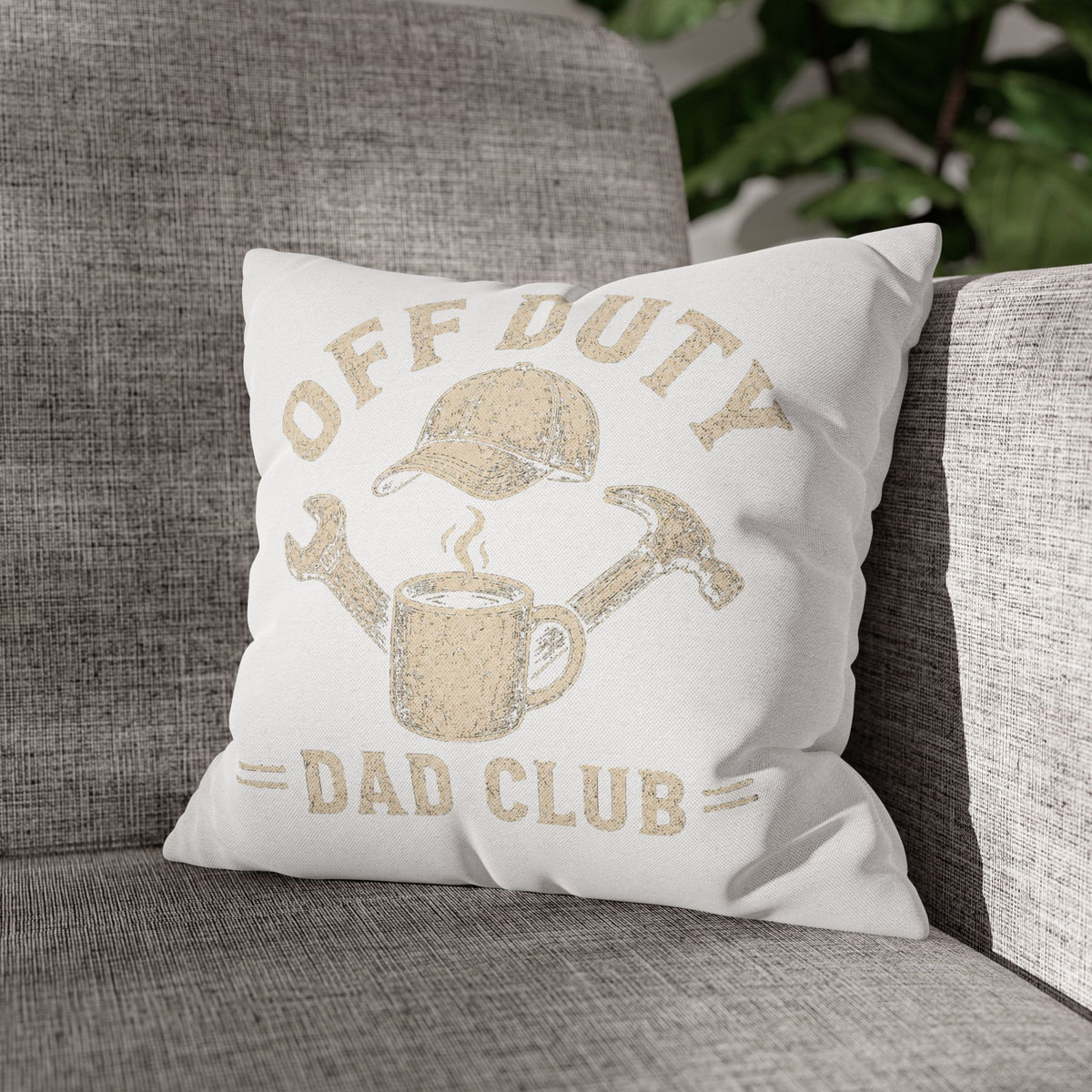 Off Duty Dad Club Pillowcase — ‘Off Duty’ Coffee & Tools Decorative Throw Pillowcase Milo Bailey Dog Dad Mom