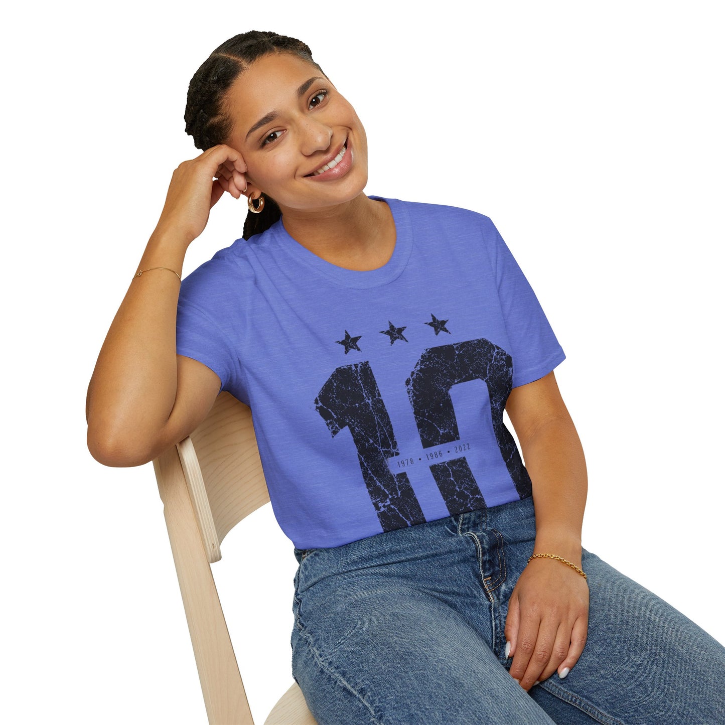 Vintage Argentina Worldcup winning No. 10 Jersey T-Shirt — Distressed Number Tee with Three Stars