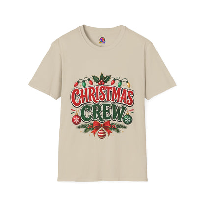 Christmas Crew T-Shirt — Festive Holiday Graphic Tee with Lights & Holly