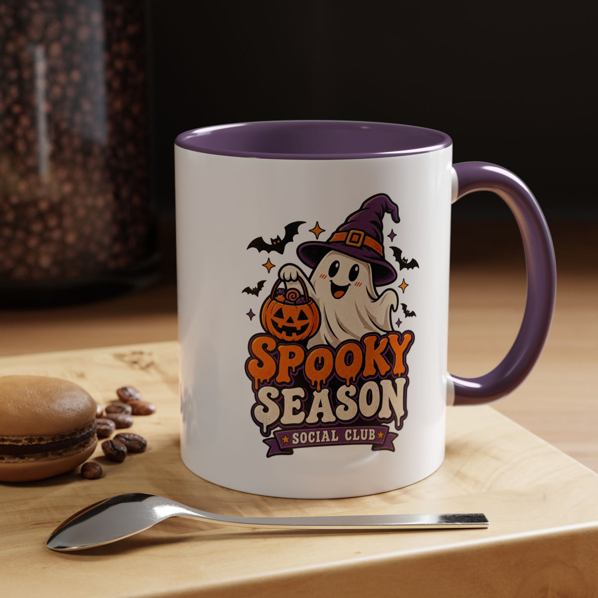 Spooky Season Coffee Mug — Cute Ghost Halloween Accent Mug (11/15oz)