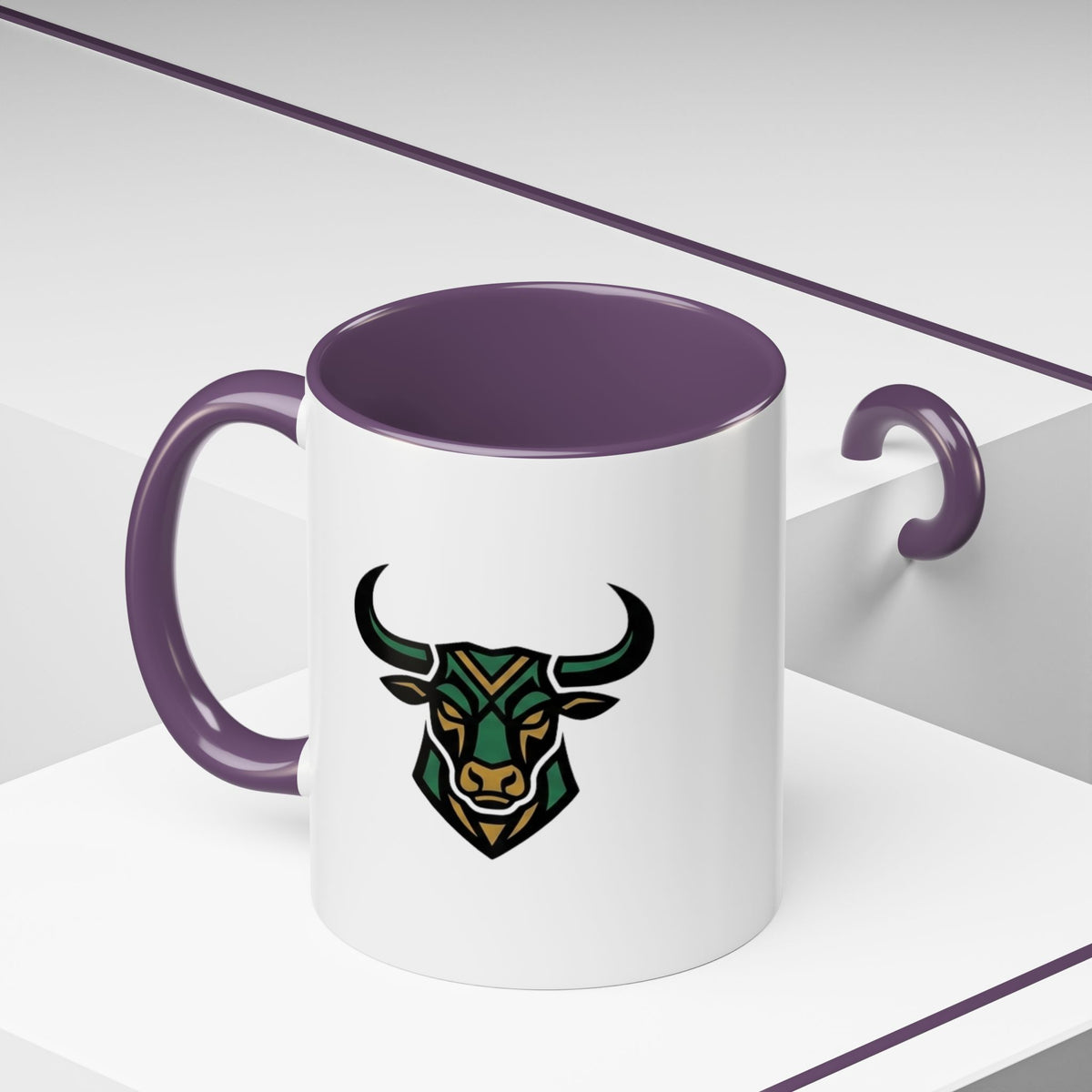 Taurus Geometric Bull Accent Coffee Mug –  Tribal Bull Head Ceramic Mug