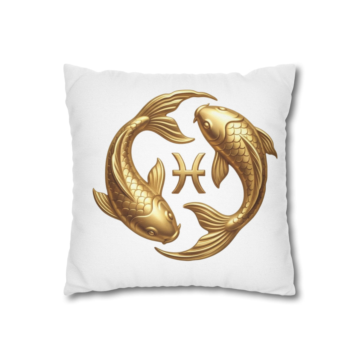 Pisces Zodiac Pillowcase — Gold Koi Fish Astrological Decorative Pillow Cover