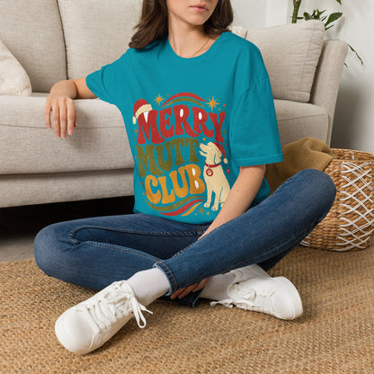 Merry Mutt Club T-Shirt — Retro Christmas Dog Lover Tee