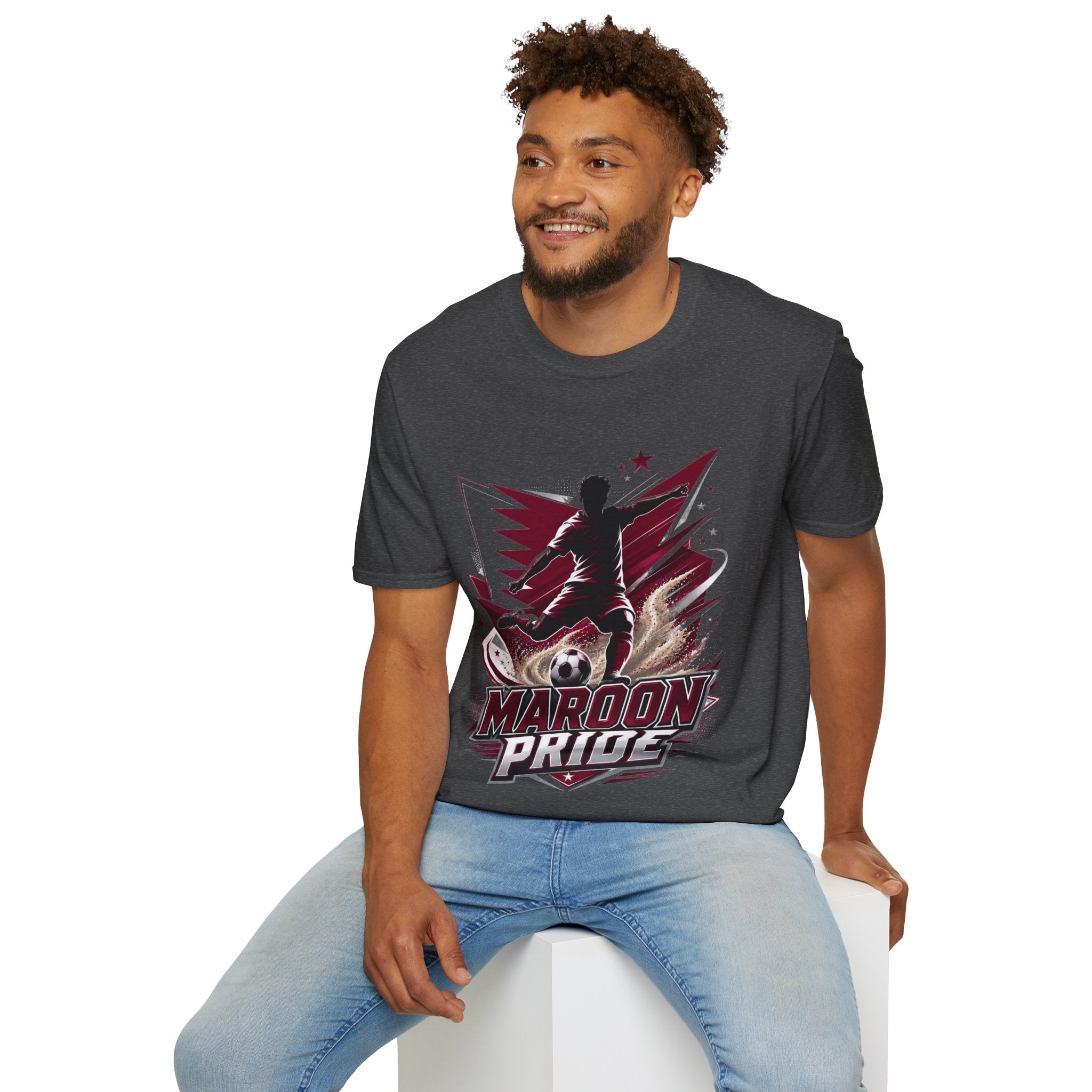 Qatar Maroon Pride Soccer T-Shirt — Silhouette Player Graphic Tee