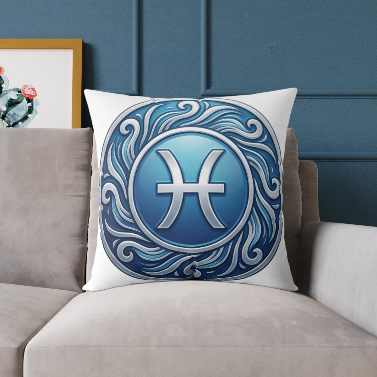 Pisces Zodiac Astrological Square Poly Canvas Pillow