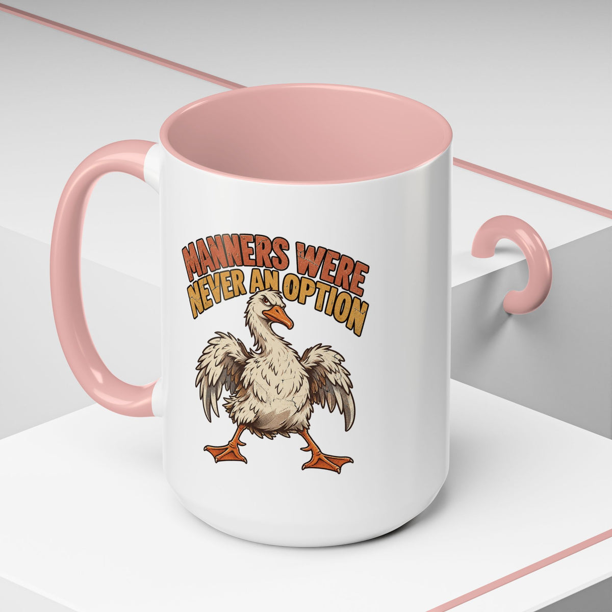 Coffee Mug — "Manners Were Never An Option" Funny Rude Chicken Accent Mug