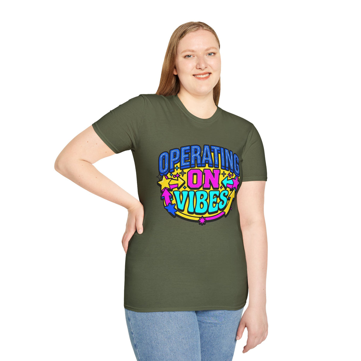 Operating On Good Vibes T-Shirt — Retro Rainbow Positive Energy Tee - Trending Now - August 2026