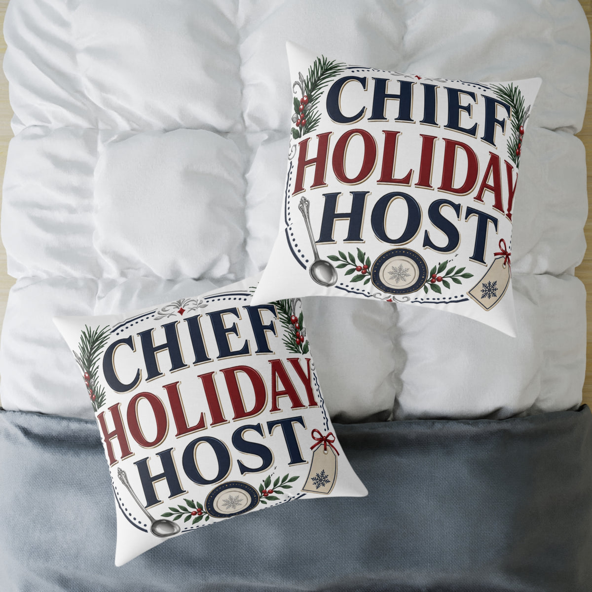 Christmas Chief Holiday Host Throw Pillow — Festive Christmas Decorative Cushion
