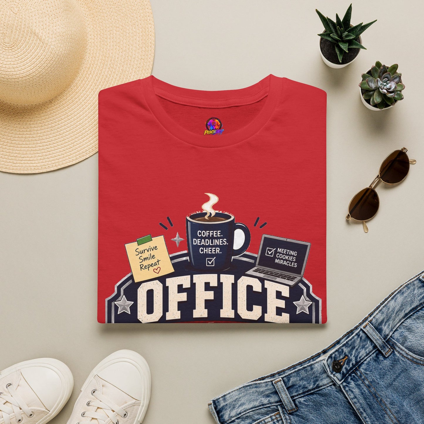 Office Holiday Survivor T-Shirt — Coffee, Deadlines & Cheer Work Shirt