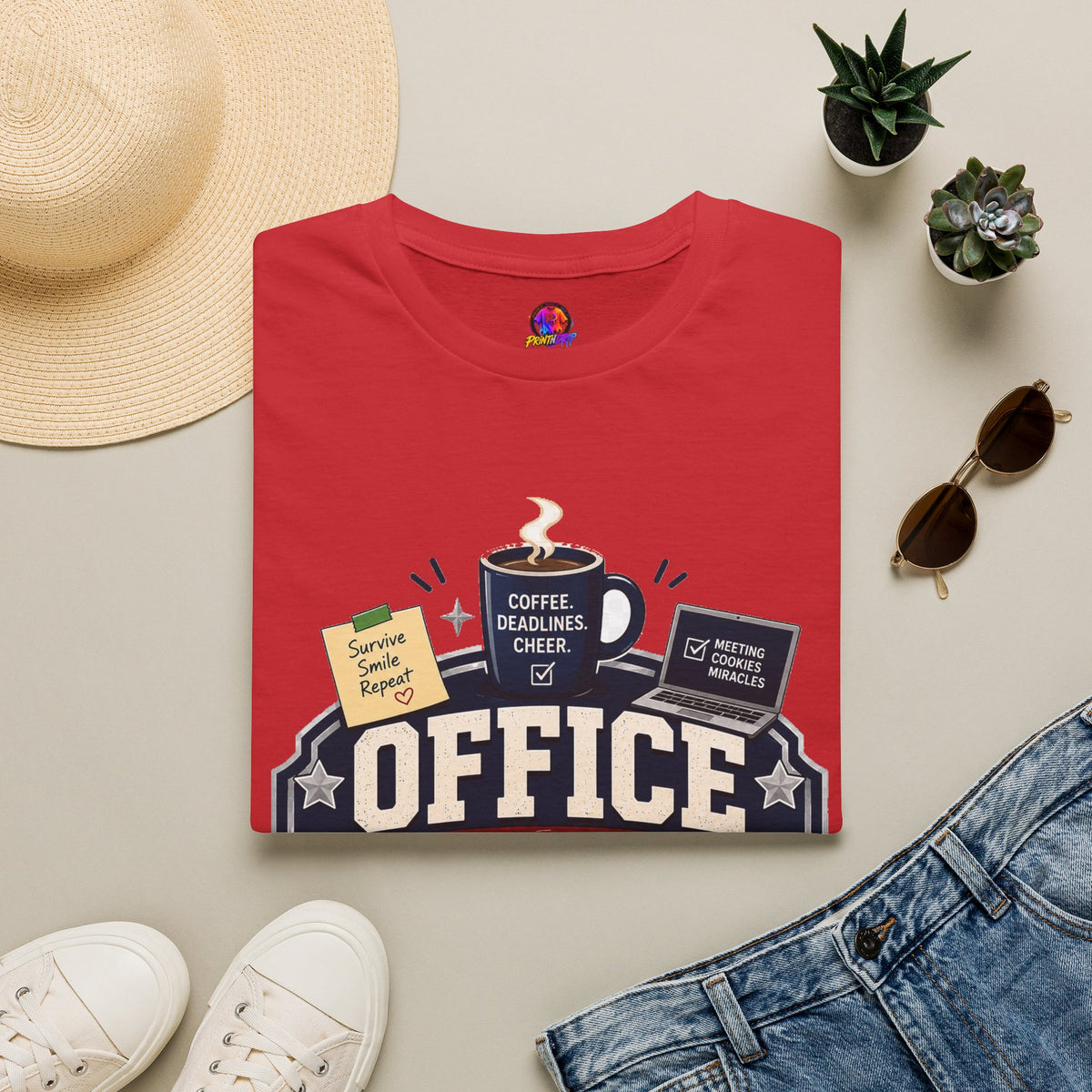 Office Holiday Survivor T-Shirt — Coffee, Deadlines & Cheer Work Shirt