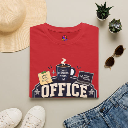 Office Holiday Survivor T-Shirt — Coffee, Deadlines & Cheer Work Shirt