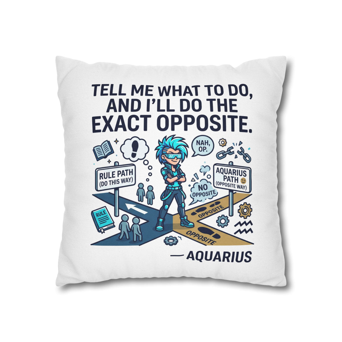 Aquarius Zodiac Spun Polyester Square Pillowcase