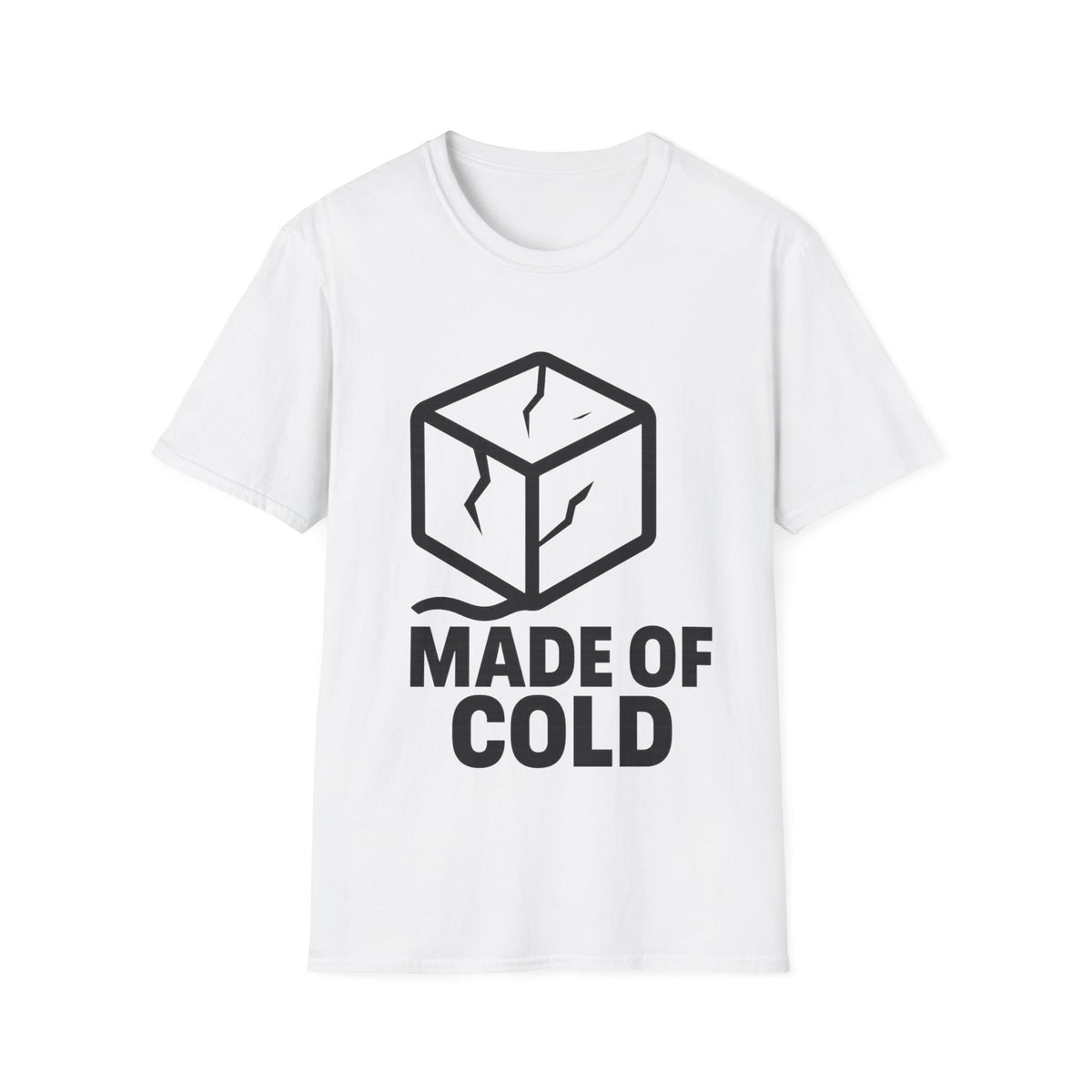"Made Of Cold" Ice Cube Graphic Tee - Minimalist Cold Plunge Gym White T-Shirt - Trending Now - September 2026