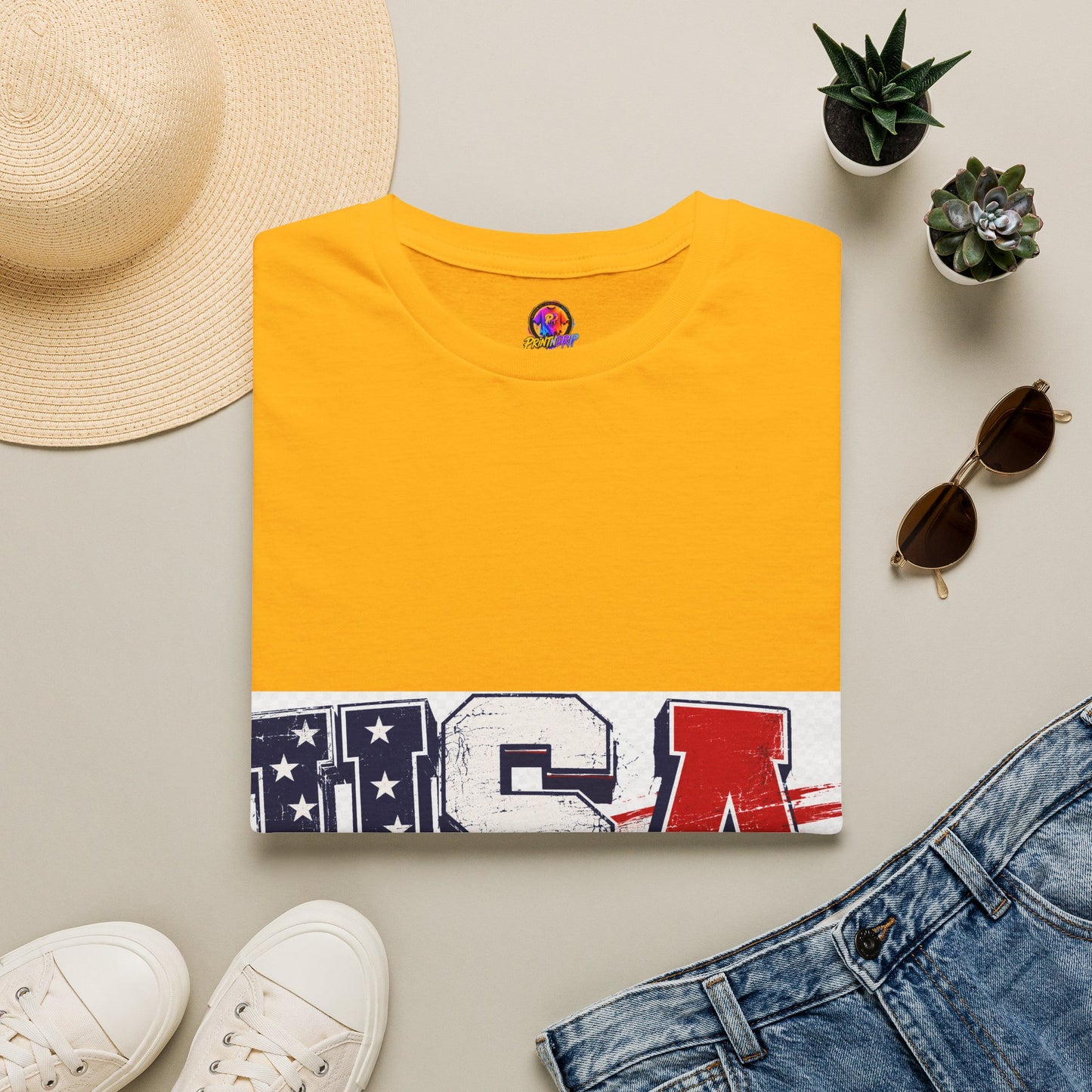 USA Flag Graphic T-Shirt — Patriotic Red White & Blue Tee