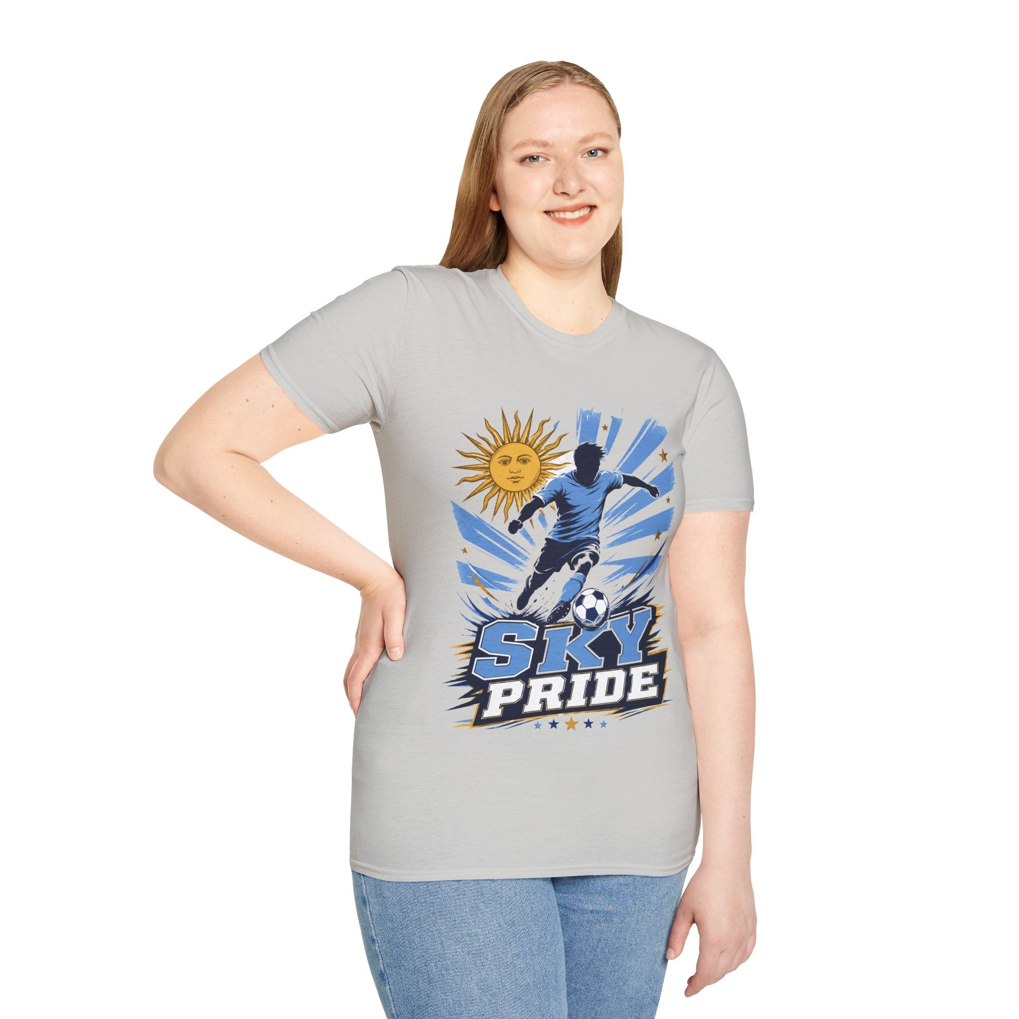 Uruguay Soccer Sky Pride T-Shirt — Argentina Sun Football Graphic Tee